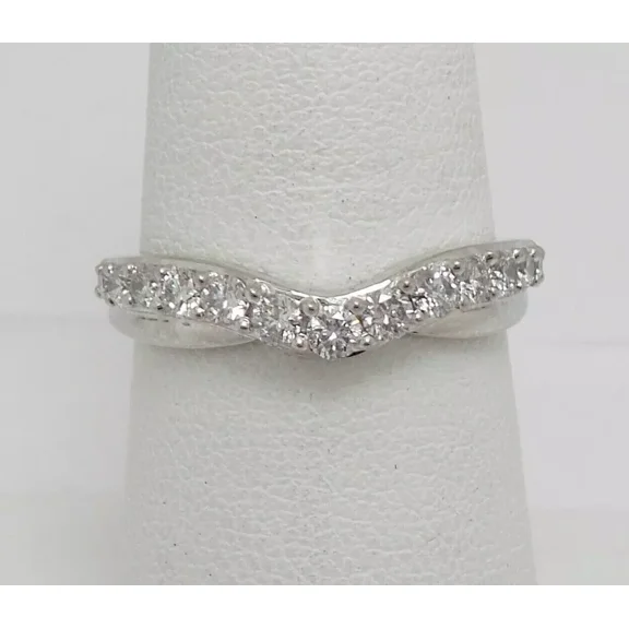 14K White Gold plated 1Ct Round Lab-Created Diamond Curved Wedding Bridal Band