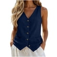 thumbnail image 2 of Minjewel Tops for Women Sleeveless Vest Top - with Pockets Pullover Casual Summer Tank, Tank Tops for Women Modern Stylish Top, Womens Summer Tops for Everyday Wear,Navy 2XL, 2 of 5