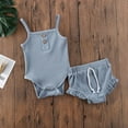 thumbnail image 6 of Qiylii 2 Pcs Baby Girl Knitted Outfit Set, Sleeveless Suspenders Jumpsuit+Shorts, 6 of 7