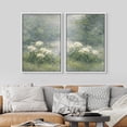 thumbnail image 2 of Framed Canvas Print Wall Art Set of 2 Tranquil Morning Garden Floral Botanical Vintage Art for Living Room, Bedroom, Office - 16"x24"x2 WHITE, 2 of 7