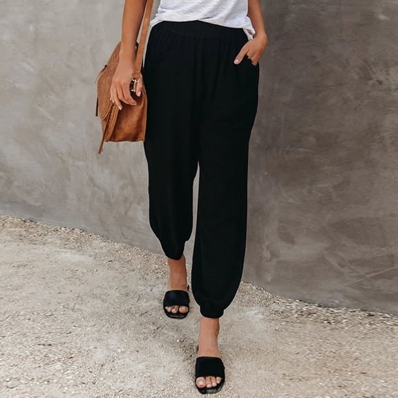 Aayomet Womens Sweatpants Women's Cotton Sweatpants Open Bottom Yoga Sports Pants Straight Leg Lounge Pants with Pockets,Black M