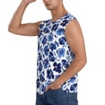 thumbnail image 3 of Lsque Blue Roses Print Men's Cotton Blend Sleeveless Muscle Shirts (S-3XL)- Moisture Wicking, Odor Protection, UPF 30+,Small, 3 of 8