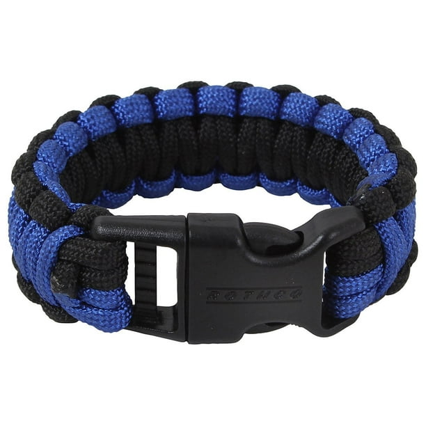 Rothco Deluxe Mince Ligne Bleue Bracelet Paracorde - Noir / Bleu Royal, 9 Pouces