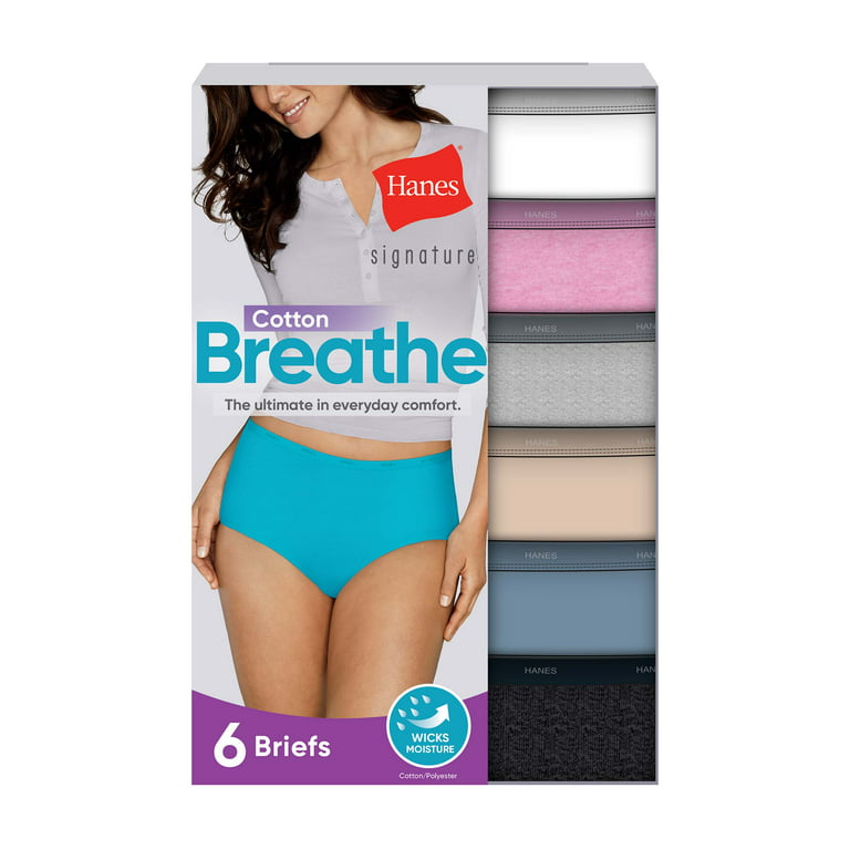 Hanes Women's Signature Cotton Brief Underwear, 6-Pack 