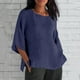 thumbnail image 4 of Vestidos Casuales Para Mujer, Blusas De Mujer De Moda Camiseta de lino con cuello y botones para mujer, informal, de manga larga, para el hogar, 4 of 9