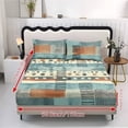 thumbnail image 2 of COEQINE Queen Size Sheet Comfy Bedding Fitted Sheet Non-Slip Snug Fit All Around Elastic Fitted Bottom Bedsheet Holiday Bed Set 3 Pieces Set, Modern Abstract Geometric Patchwork, 2 of 5