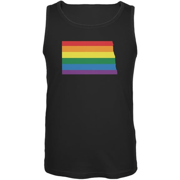 North Dakota LGBT Gay Pride Rainbow Black Adult Tank Top - Large