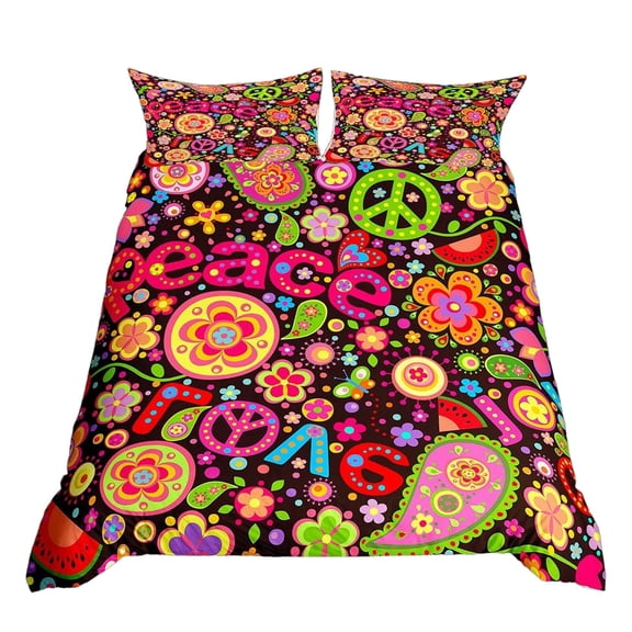AUQ 2026 New 2Pcs Bed Sheets Boho Bed Ensemble Sheet Set Flower Filled Fantasy Comforter Set Queen Style8 for Bedroom Decor Bohemian Style Cozy Bedding Home Makeovers Guest Rooms Relaxation Spaces