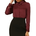 thumbnail image 5 of INSPIRE CHIC Women's Point Collar Button Up Long Sleeve Satin Office Business Casual Shirt, 5 of 6