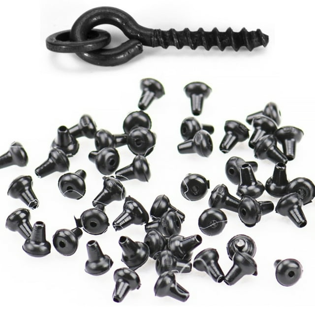 Hook Stops Carp Stopper Copper Swivels Bait Rings Beautiful Hooks Screws with Oval Rings Kit Hanging Fishing Tool Replaceable Terminal Tackle Black