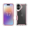 thumbnail image 2 of Compatible With iPhone 17 Rugged Clear Phone Case,2-in-1 Heavy Duty Designing,Shokcproof Rugged Anti-fall Protective Transparent Two-color Design Thin Fit Phone Case Cover,Pinkwhite, 2 of 7