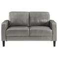 thumbnail image 2 of Rumi Loveseat- Gray Faux Leather- Modern Track Arms- Foam Cushions- 54 Inch, 2 of 6