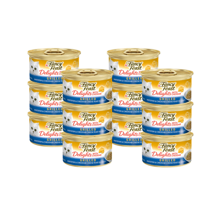 Fancy Feast Delights With Cheddar Grilled Whitefish & Cheddar Cheese Feast in Gravy Wet Cat Food, 3 OZ (Pack of 12)