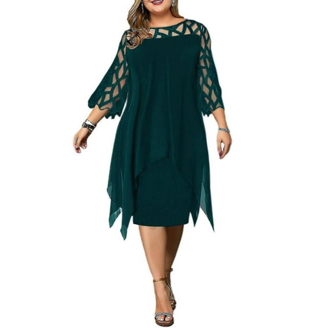 Robe Midi Grande Taille pour Femmes, Décontractée, Cocktail, Été Automne
