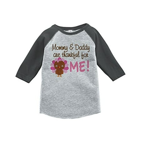 

Custom Party Shop Baby Girl s Thankful for Me Thanksgiving Grey Raglan