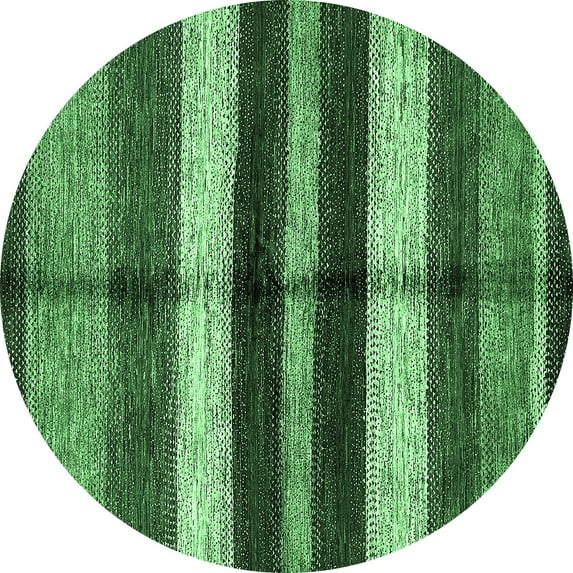 Ahgly Company Indoor Round Abstract Emerald Green Modern Area Rugs, 8' Round
