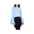 thumbnail image 2 of Finex Women's Long Sleeve Ruffled Crew Neck Blouse Tops, 2 of 4