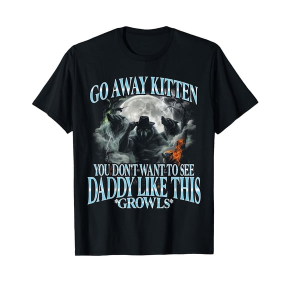 Funny Go Away Kitten Graphic T-Shirt for Cat Lovers - Humorous Design with Fog and Smoke