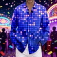 thumbnail image 2 of Telankuip Mens Sparkling Sequins Print Dress Shirt Mardi Gras Long Sleeve Button down Plus Size Casual Top Shirt Disco Party Nightclub Carnival Holiday Prom Fashion Outfits 6-Purple XXL, 2 of 4