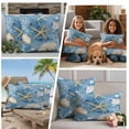 thumbnail image 5 of Blue Coastal Outdoor Waterproof Pillow Covers, Summer Beach Starfish Shell Sea Decorative Rectangle Throw Pillowcase Sofa Cushion Sham for Patio/Couch/Chair, 20"x12" 2 Pack, 5 of 8