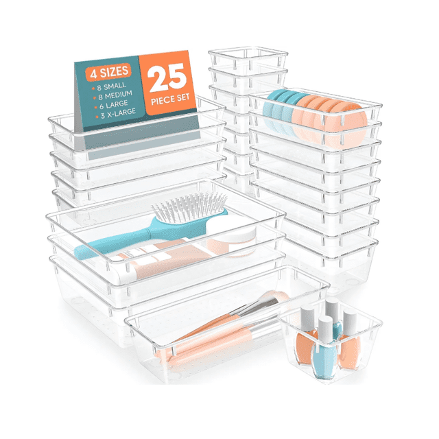 25 Pcs Organizadores De Cajones De Plástico Transparente