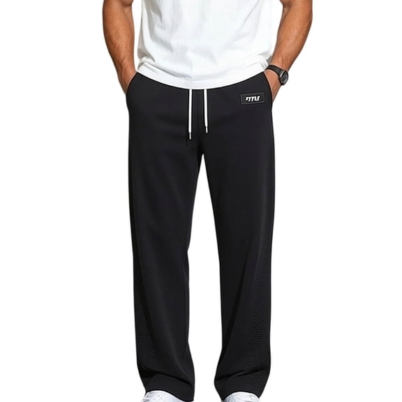 Summer Men's Ice Silk Draped Solid Color Casual Straight Thin Breathable Pants