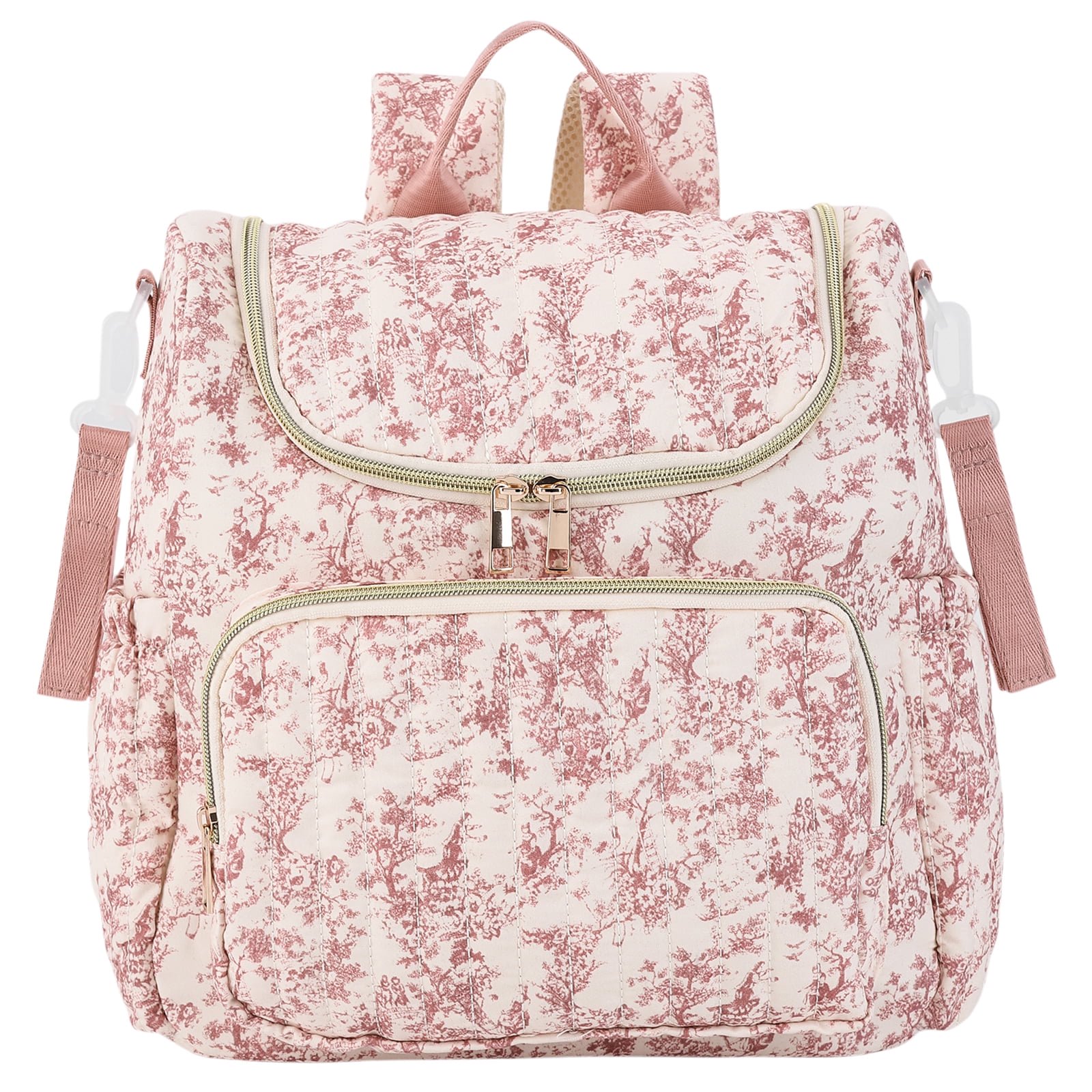 AOMRCOL Quilted Duffle Bag, Large Capacity Storage Backpack, Floral Print Diaper Backpack for Women Travel Hospital Hospital Bag for Women Labor Delivery, (B)