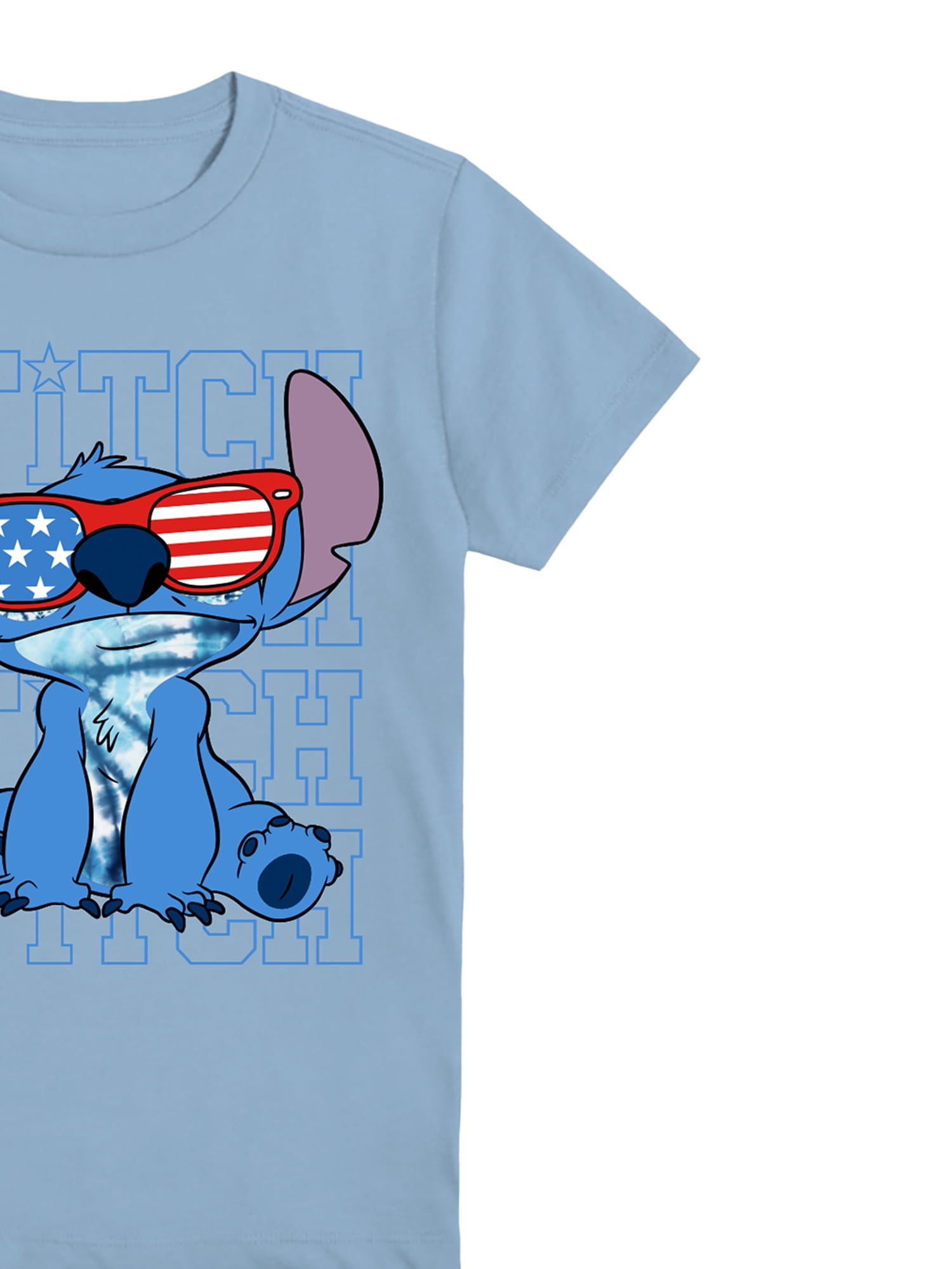 Lilo and Stitch Boys USA Americana Crewneck Graphic Tee with Short Sleeves, Sizes 4-18
