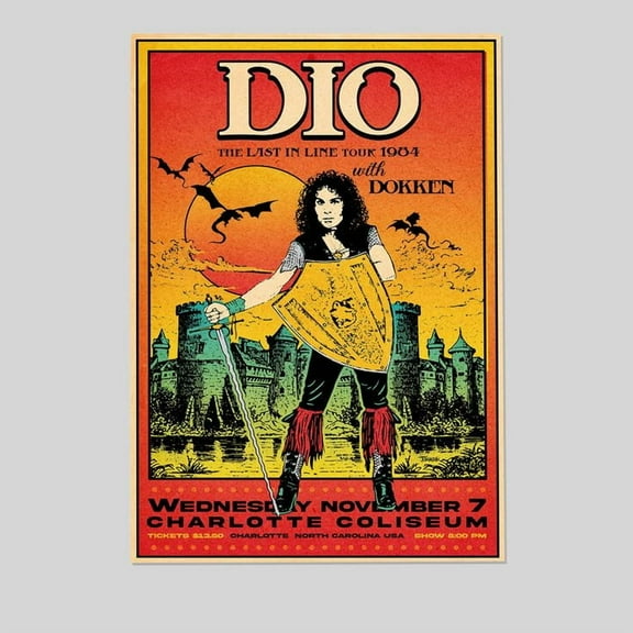 Music Poster - Dio 1984 Tour Poster - Vintage Style - Size 24x36 - Kiloa