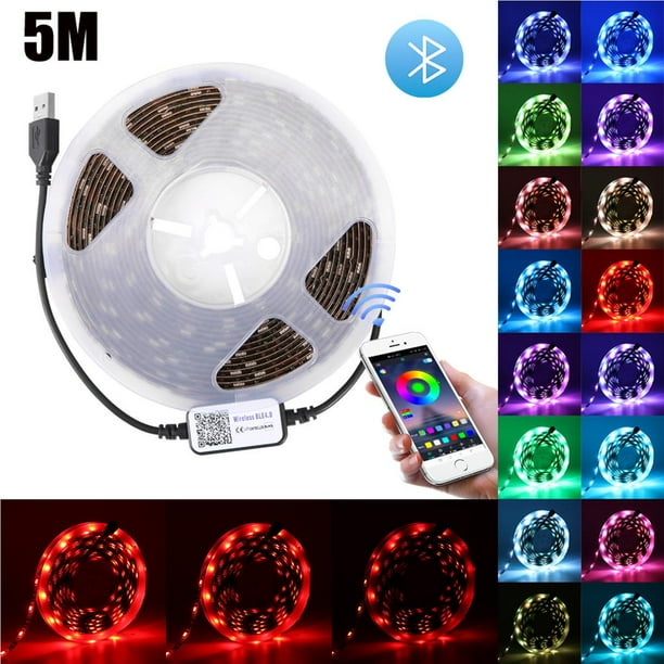 Bearachild Tira de luz LED RGB 5050 USB Cinta de luz flexible Soporte de teléfono Control de aplicación Bluetooth Iluminación navideña No.6 Bearachild HA024359-06