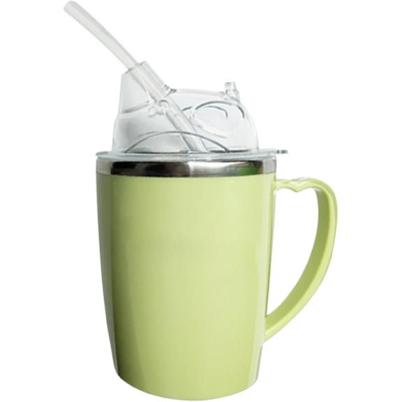 ABPETE Adult Sippy Cup, Beakers for Elderly, 350ml Spill Proof Adult Sippy Cup with Straw, 3-in-1 Stainless Steel Dysphagia Cups with Handle