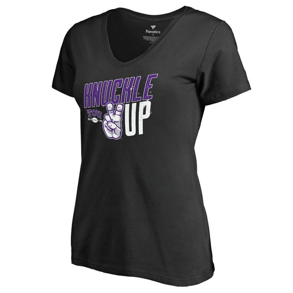 Women's Black TCU Horned Frogs Knuckle Up V-Neck T-Shirt