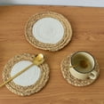 thumbnail image 4 of Matsuzay Tapete de redondo, posavasos, mantel Individual de aislamiento tejido de paja, decoración de escritorio de cocina de estilo nórdico de Mostrada Linea blanca 15cm Matsuzay HA083315-01, 4 of 6