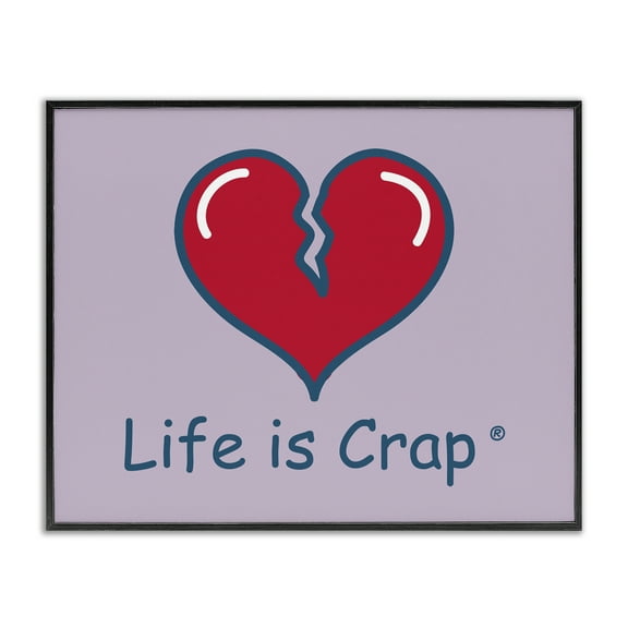 Stupell Industries Life Is Crap Heartbreak Novelty & Humor Painting Black Framed Art Print Wall Art, 14 x 11