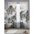 thumbnail image 3 of Chinese Ink Painting Sheer Curtains 84 Inches Long 2 Panels Set, Window Sheer Curtains for Living Room/Bedroom, Mountain Cloud Modern Art Light Filtering Rod Pocket Curtain 52''x84''x2, 3 of 8