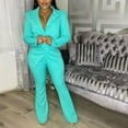 thumbnail image 5 of Prolriy Pants Suits for Women Dressy Women's V Neck Lapel Fashion Casual Solid Color Suit Two Set Classy Outfits for Women Mint Green S, 5 of 8