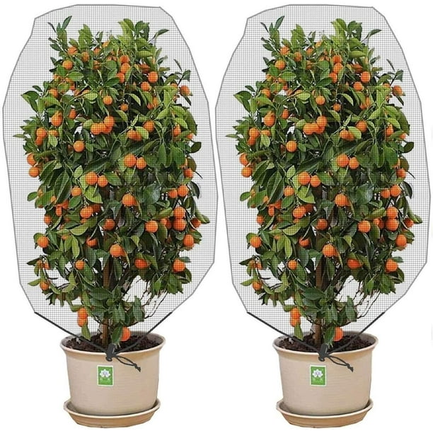 Red de protección contra insectos, red de protección para pájaros con diseño de cordón para árboles frutales, cubierta vegetal versátil, tela de malla duradera para jardinería interior y exterior,