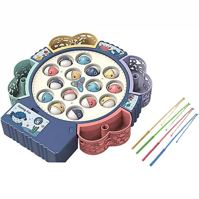Childrens Magnetic Fishing Game Toy Puzzle Rotating Pond Toy With Music And Light