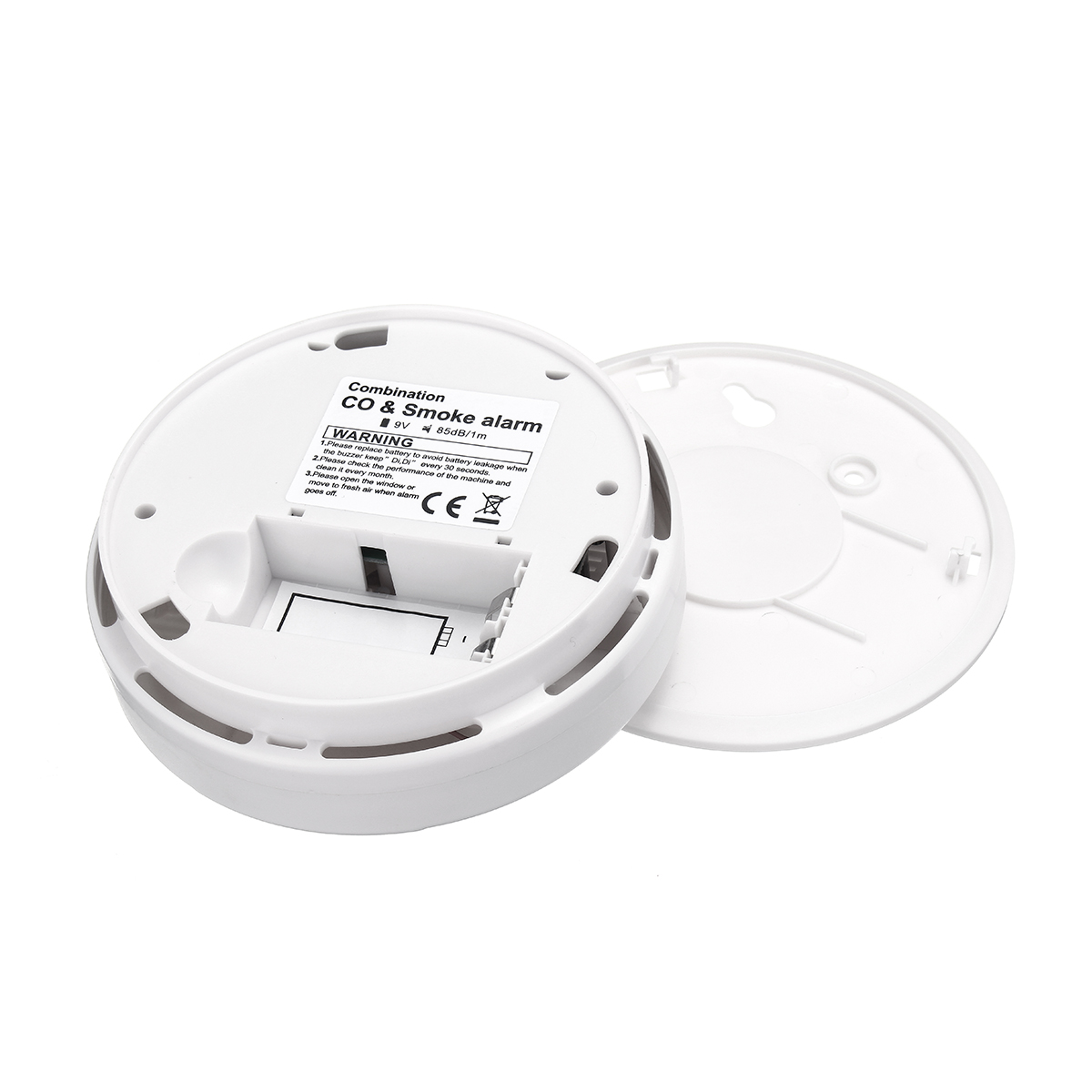 2 in 1 CO Carbon Monoxide & Smoke Alarm Smoke Fire Sensor Alarm Flashing & Beep Alarm Combo
