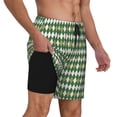 thumbnail image 2 of Sigee Light Green Squares Print Mens Swim Trunks with Compression Liner Quick Dry Swim Stretch Beach Shorts with Pockets,S-3XL, 2 of 7