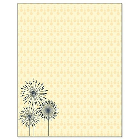 Modern Dandelion Design Stationery - 8.5 x 11-60 Letterhead Sheets - Contempary Letterhead (Modern) -