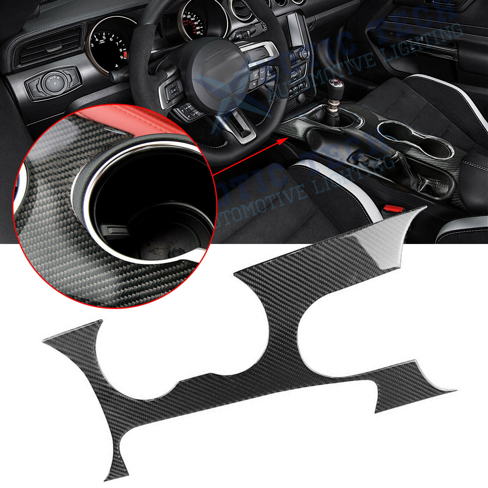 4Pcs Carbon Fiber Interior Steering Wheel Trim Cover For Ford Mustang 2015-2019