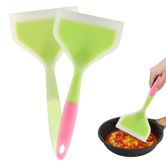 Espátula de silicona para panqueques, pala para tortilla, espátula para huevos, pescado, panqueques, pizza y bistec, pala ancha y suave para pizza, antiadherente, resistente al calor, pala para freír