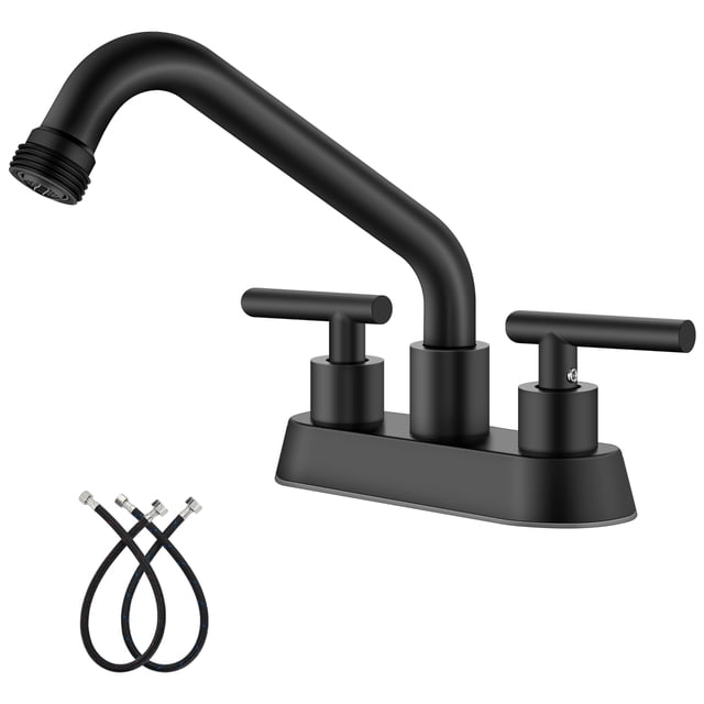 Grifo para lavabo de lavandería Aolemi Utility, 4 pulgadas, centro, negro mate