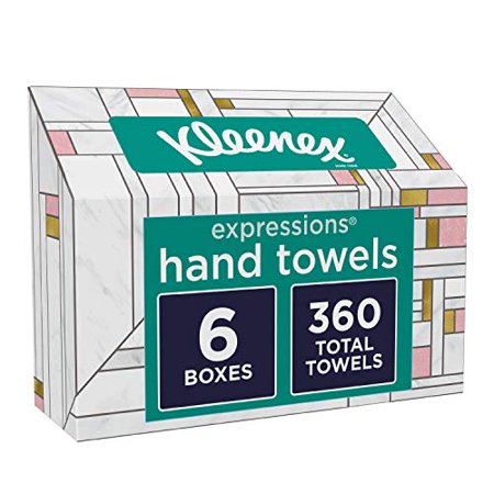 Kleenex Expressions Disposable Paper Hand Towels  Paper Hand Towels for Bathroom  6 Boxes  60 Hand Towels per Box (360 Total Tissues)