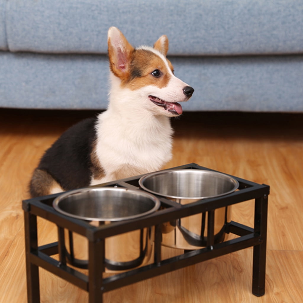 TINYSOME Elevated Dog Feeder with 2 Removable Stainless Steel Bowls Raised Pet Food Water Dispenser Stand Prevent Knocked Over for Large Dog for Cat
