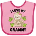 thumbnail image 3 of Inktastic Cute Sloth I Love My Grammy with Green Leaves Boys or Girls Baby Bib, 3 of 4