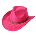 thumbnail image 3 of CUZIBR Cowboy Hats For Women Western Cowgirl Solid Color Shapeable Wide Brim Sparkly Rhinestone Glitter Belt Fashionable Classic Rolled Up Caps Elegant Lightweight Vacation Beach Sun Hat,Red,One Size, 3 of 3
