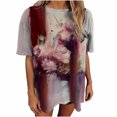 thumbnail image 1 of Blusa informal de manga corta con estampado de manga corta y estampado vintage para mujer Pompotops  hfajkhk126643, 1 of 9