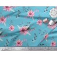 thumbnail image 2 of Soimoi Blue Cotton Poplin Fabric Leaves & Chrysanthemum Floral Print Fabric by the Yard 56 Inch Wide, 2 of 3